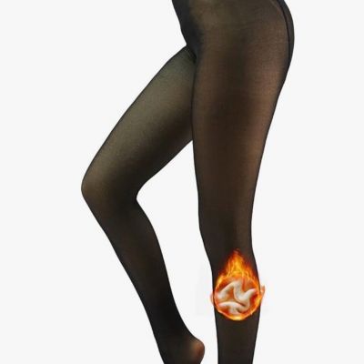 Footed Superfine Fleece Lined Tights -  Warm Black Sz Medium